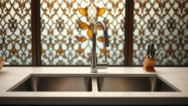 Designer-approved kitchen sinks in a modern setting with knife set.