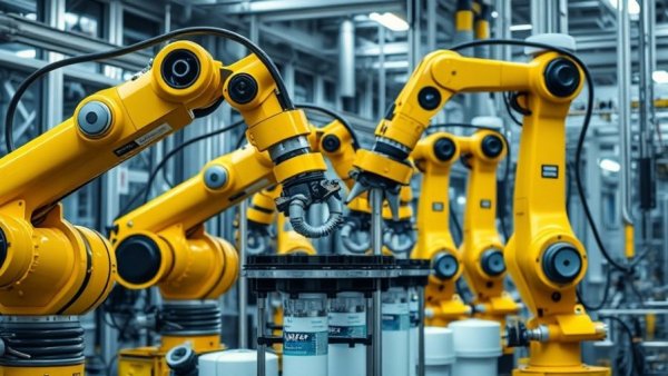 Robotic arms in a factory manufacturing water filters