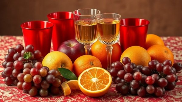 Red Solo cup chic in elegant still life with fruits and glass.