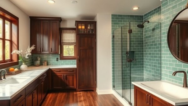 Modern renovation of Toronto century home kitchen and bathroom.