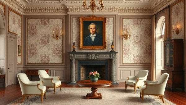 Elegant drawing room with Bridgerton-inspired home decor, classic and ornate.