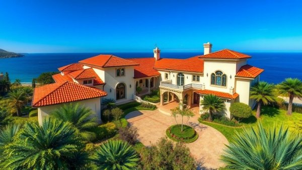 Luxurious Mediterranean home for sale, ocean view, La Jolla.