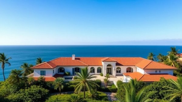 Dr. Seuss La Jolla Estate with ocean view and terracotta roof.
