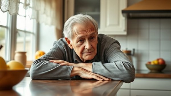 Elderly person in kitchen reflecting on financial regrets retirees face.