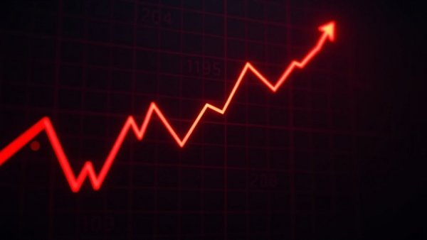 Dynamic red stock graph displaying a downward trend.