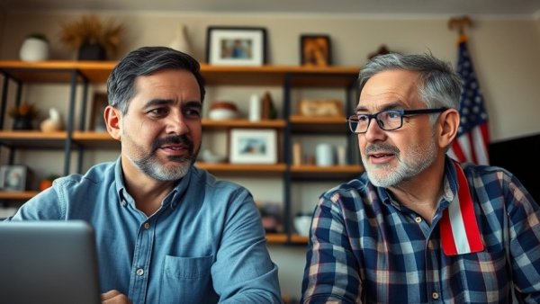 Reshoring manufacturing discussion via video call with American flag.