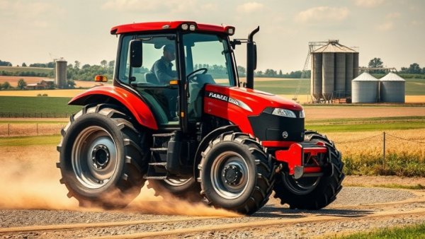 Case IH Farmall Compact Tractor working on a farm path, vivid scene.