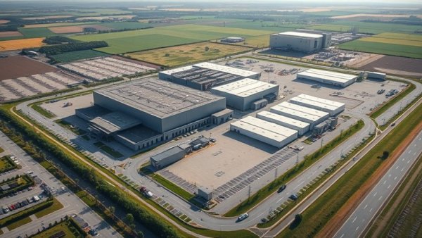 Aerial view of rare earth magnet manufacturing facility in Texas.