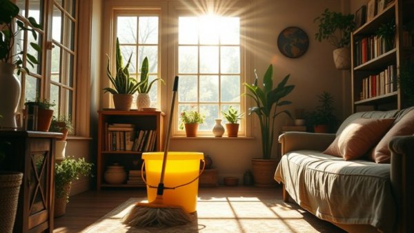 Cozy sunlit room ready for a 30-Minute Spring Cleaning Reset.
