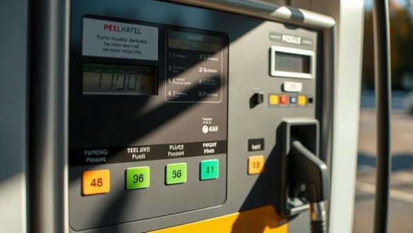 Close-up of a modern gas pump with fuel options under sunlight, symbolizing gas prices surge.