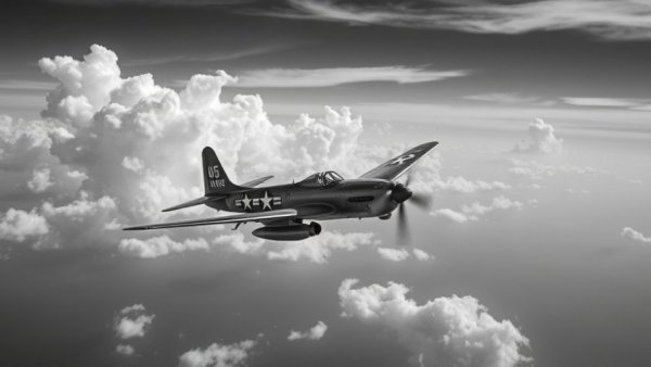 Vintage military aircraft refueling in mid-air during Iran war, black and white.