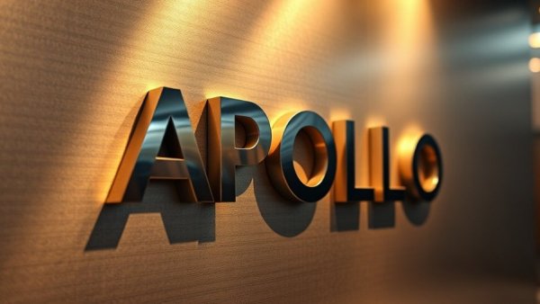 Modern metallic APOLLO sign highlighting private equity software valuations.