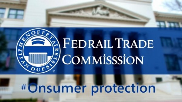 FTC logo with statue background, Air AI marketing ban context.