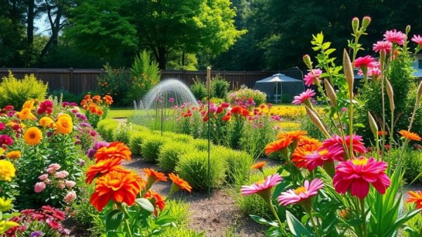 Irrigreen Smart Drip System in vibrant garden landscape.