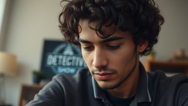 Person on a video call with a detective theme backdrop, discussing trends in tariffs.