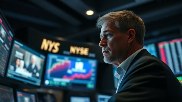 Concerned trader on trading floor, oil-driven slowdown concept.