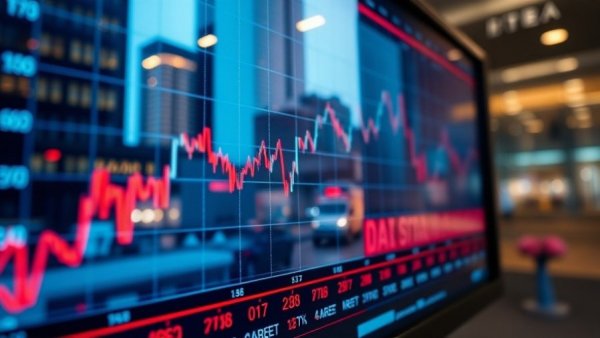 Financial news screen with global finance stock data and market sell-off headline.