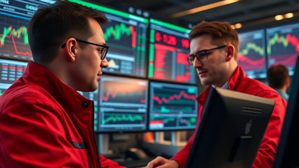 Traders in an office analyzing data screens for managed futures strategies