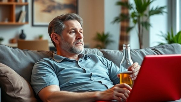 Airbnb guest demands concept with man relaxing on sofa.