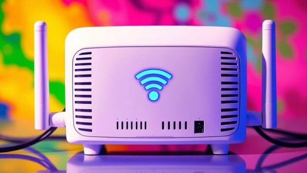 Wi-Fi router with cables in digital pop art style, FCC ban concept.
