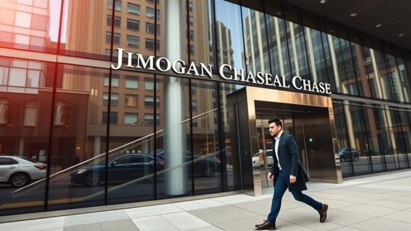 Urban scene at JPMorgan Chase building highlighting small business lending.