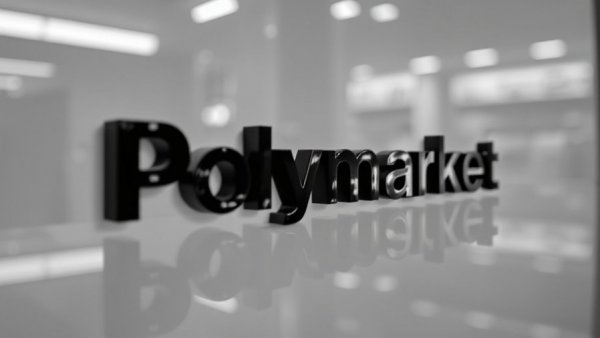 Polymarket logo reflecting geometric shapes, event betting challenges context.