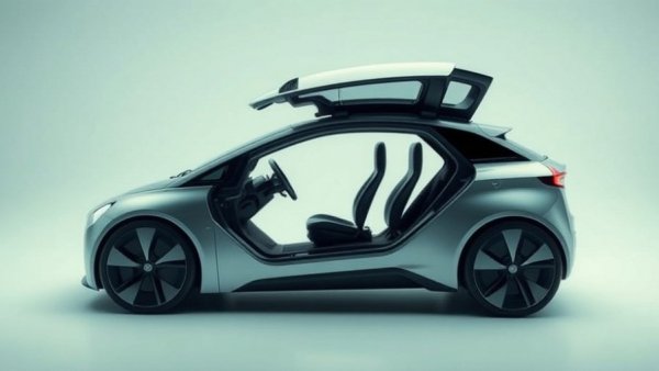 Futuristic electric vehicle showcasing innovative design; Rivian stock struggles.