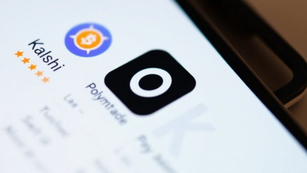 Trading app store listings with Kalshi and Polymtrade apps, prediction markets growth to $1 trillion focus.