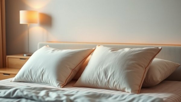 Cozy bedroom with the ideal number of pillows on bed, warm decor.