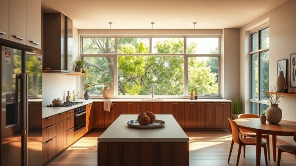 Modern Mont Tremblant rental kitchen inspired by Scottish longhouses.