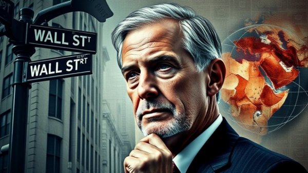 Businessman and Wall Street signs overlay a global map illustrating stock market rally risks.