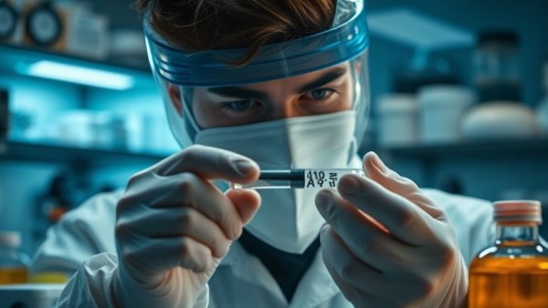 Scientist in a lab conducting research related to homeowner insurance.