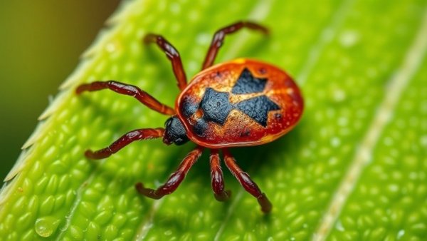 Alpha-Gal Syndrome prevention: Lone Star tick on leaf.