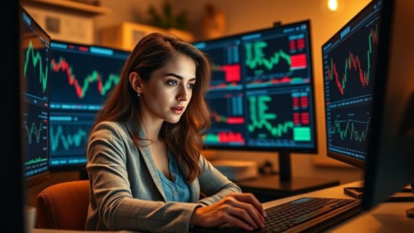 Woman investing in Bitcoin, Ethereum, and Solana cryptocurrencies.