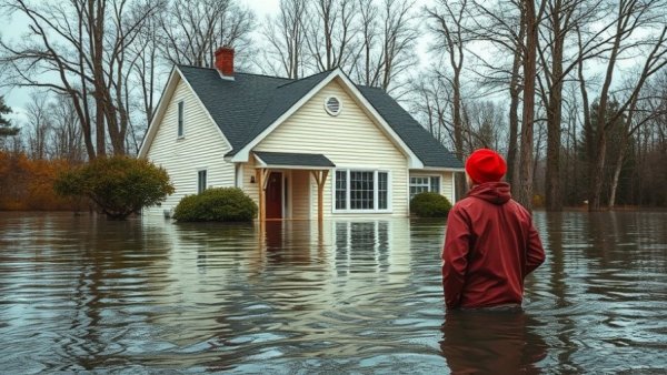 Flooded house highlighting need for homeowner insurance.