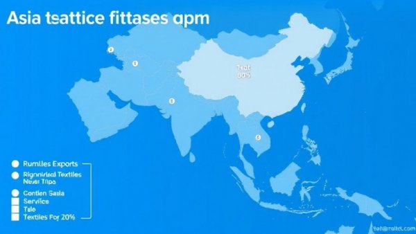 Map showing supply chain challenges in Asian textiles export percentages by country.