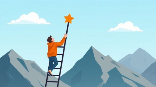 Illustration of a person reaching for a star symbolizing micro goals for high achievers.