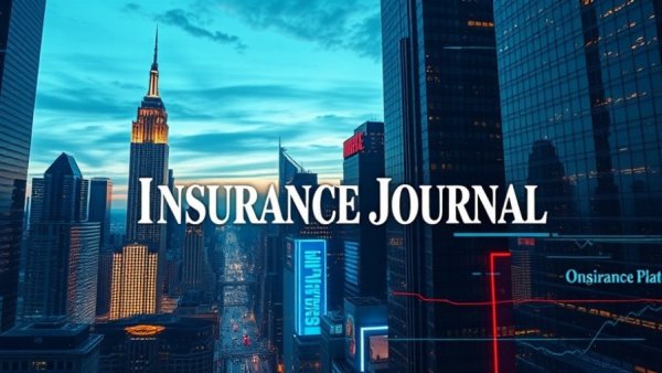 Insurance Journal logo over a futuristic cityscape with neon lights.