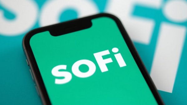 SoFi branding on smartphone highlighting fintech impact.