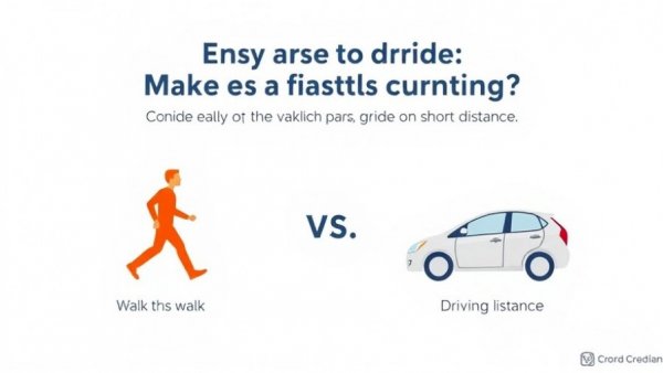 Informative text decision-making flowchart on walking vs driving