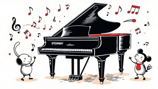 Steinway piano graphic promoting free concerts in Charlotte