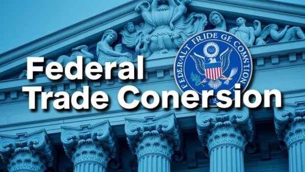 Federal Trade Commission logo over classical sculpture on law school accreditation monopoly.
