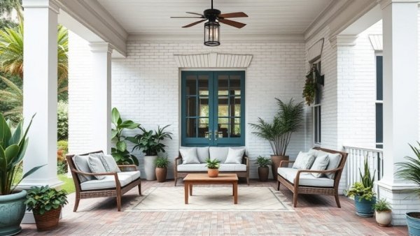 Colonial porch with chic outdoor furniture trends for summer 2026
