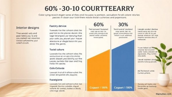 Infographic illustrating 60-30-10 color theory for rentals, showcasing interior design.