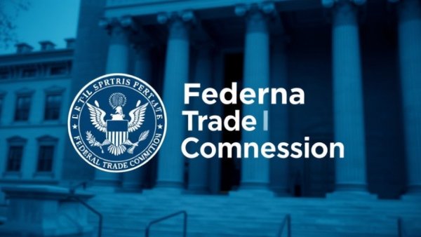 Federal Trade Commission logo on blue background, related to fake business listings home repair.