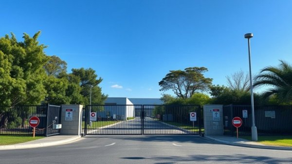 Neese's Country Sausage facility entrance with production suspension signs.