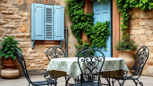 Charming outdoor table setting with home improvement details for Memorial Day sales.