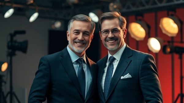 Two distinguished men in suits, signifying financial success.