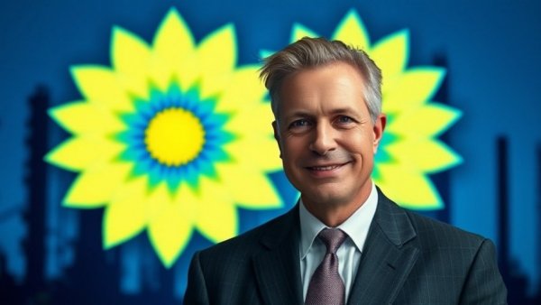 BP leadership crisis illustrated by a man with BP logo.