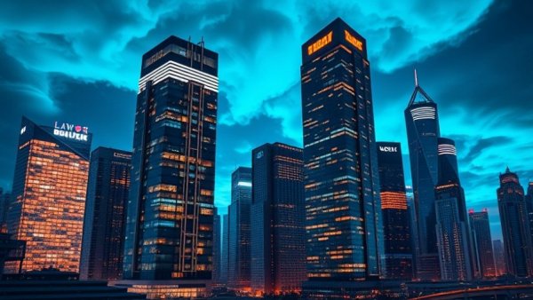 Futuristic cityscape with digital elements, highlighting homeowner insurance.